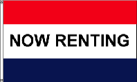 Now Renting Red White Blue Flag